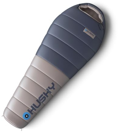 Husky Dopy Mumienschlafsack 4 Jahreszeiten bis -25°C Blau/Grau 220x85 cm | Warmer Schlafsack für Winter, Camping & Trekking; komfortabel, isolierend und robust für kalte Nächte und Outdoor-Touren.