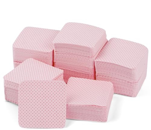 Ruig 600 PCS Lint Free Wipes for Nails, Polish Pads for DIY Nail Art, Pink | Lint Free Pads, Gel Residue Wiping, Manicure Prep, for Nail Shops, Home Daily Use, Women, Travel, Office, School, DIY