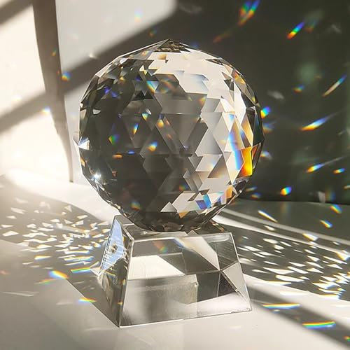 Esfera de Cristal Transparente, Bola de Observación Facetada, Bola de Cristal Adivinacion, para Decoración del Hogar, Hotel, Navidad, Bodas, Atrapasol(5cm/1.9in)