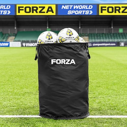 FORZA Ball Bin – Portable Sports Ball Storage & Trick Shot Target – Holds up to 45 Size 5 Balls – Collapsible Frame with Carry Bag – Ideal for Football, Rugby, Basketball & More (50cm x 75cm)