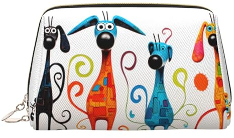 WZYCWB Sleeping Puppies bedruckte Leder-Kosmetiktasche für Damen, stilvoll und weich, langlebig, Skinny Dog, Einheitsgröße