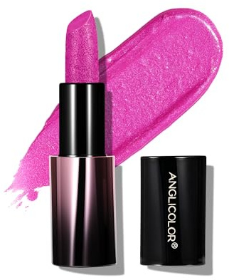 Anglicolor Rossetto Rosa Metallizzato,Effetto Scintillio 3D Sottile | Rossetti Texture Cremosa,Formula Idratante,Trucco Naturale Idratante Per Le Labbra (05 HOLOGRAPHIC FUCHSIA)