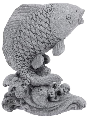 Fish Statue Ornament, Bluestone, Fade Resistant Outdoor Garden Decor | Adorable Realistic Fish Figurine, Versatile Placement for Flower Beds, Pond Areas, Outdoor Fish Pond