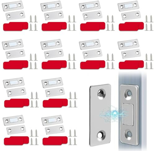 12 Chiusura Magnetica per Ante Calamite Adesive in Metallo Forte Magnetismo Calamite per Mobili Adatte per Ante di Armadi, Ante di Armadi, Ante Scorrevoli, Cassetti e Finestre