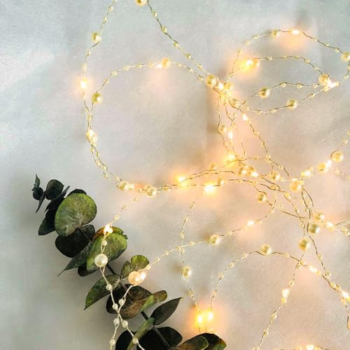 ENLACE LED Perlenlichterkette, 2M 20 LED Perlen Lichterkette Batteriebetrieben, Warmweiß LED-Perlenlichterkette für Hochzeit, Weihnachten, Valentinstag, Party Deko