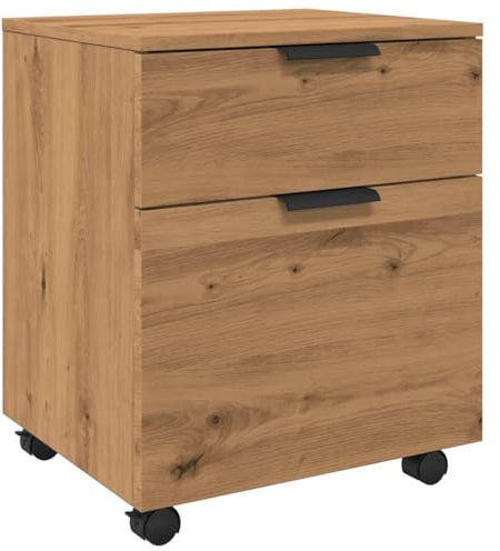 Rollcontainer MOSAB rollbar Artisan Eichen-Optik 45x38x54cm | Nachttisch mit Rollen Aktenschrank rollbar kleiner Schubladenschrank