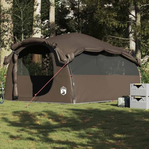 Tunnel-Familienzelt für 6 Personen, Braun, Wasserdicht, 185T Polyester, Großes Campingzelt mit 2 Kabinen, Einfacher Aufbau für Outdoor-Abenteuer