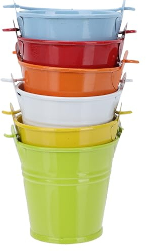 PACKOVE 6 Mini Secchielli in Latta Colorati Vasi Di Ferro Per Piante Grasse E Fiori Contenitori Portatili Per Giardinaggio Decorazioni Per Scrivania E Balcone