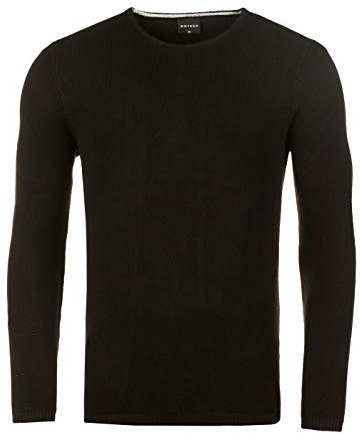 WOTEGA Herren Rundhals Pullover Pete - Basic Langarm Pulli, Schwarz (Black 194008), S