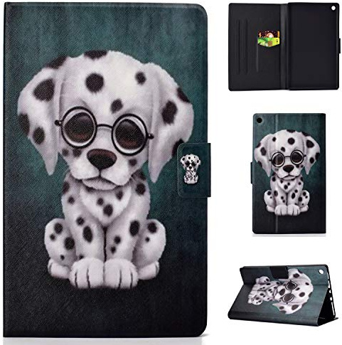Case for Kindle Fire HD 8 Tablet - Bspring Slimshell Colourful Pattern PU Leather Book Flip Cases and Covers Built in Kickstand with Auto Wake Sleep Credit ID Card Holder(Dalmatian)