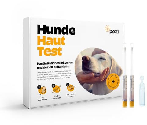 Pezz Haut- und Juckreiz Test für Hunde zum Einsenden von zwei Abstrich-Proben | Teste stressfrei zuhause auf Milben, Bakterien und Hefepilz | Ergebnis als Labor-Befund | gratis Labor-Versand