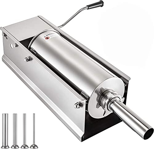 VEVOR - Macchina per salsicce, 7 L, riempimento di salsiccia orizzontale per salsicce, per la casa e l'uso commerciale in acciaio inox