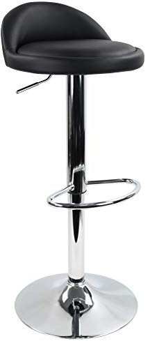 KKTONER Barhocker Tresenhocker höhenverstellbar 60-80cm mit Fußstütze PU Leder Schwarz