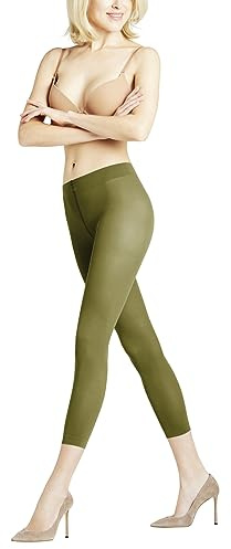 FALKE Women's Pure Matt 50 DEN Capri W LE Semi-Opaque Plain 1 Pair Leggings, Green (Cactus 7186), S