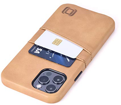 Dockem iPhone 12 und iPhone 12 Pro Handyhülle mit Kartenfach: Wallet Handytasche mit Integrierter Metallplatte für Magnet-Halterung [Exec M2, Khaki]