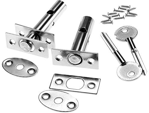 The Lord of the Tools Pernos de seguridad para puerta, cerradura de mortaja, cerraduras de puerta internas externas niqueladas con llaves de estrella y tornillos, 2 juegos