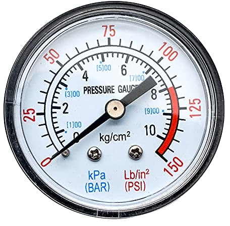 1 Stück Horizontaler Druckmesser Gewinde Luftdruckmesser Zifferblatt Typ Außengewinde Runde Luftkompressor-Manometer 0-10 Bar Mehrzweck-Doppelskala