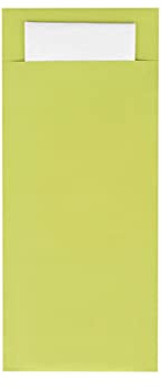Bestecktasche | 85 x 200 mm | mit 2-lagiger Tissue-Serviette in Weiß | Besteckhülle | Besteckbeutel in verschiedenen Farben | (Lime, 100)