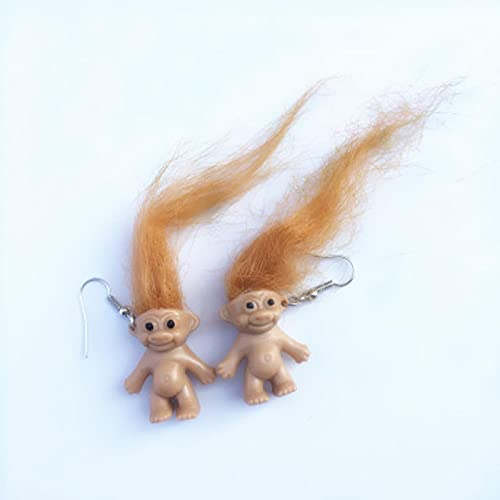 LCUK Troll Doll Earhook Retro Nostalgisch Niedliche Hässliche Puppe Ohrring Mehrfarbiger Hip Hop Übertreiben Haar Seltsam Baby Kreativer Schmuck