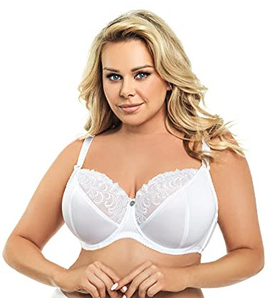 Selente My Secret K378 Reggiseno Donna in Pizzo Curvy/Taglie Forti Coppe D-K con Salva bucato Incluso, Bianco, IT 7E (EU 100E)
