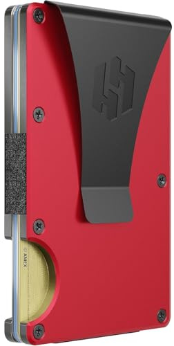Hayvenhurst Portefeuille Fin Minimaliste en métal avec Poche Avant bloquant RFID pour Homme avec Pince à Billets, Pourpre, S, Minimaliste