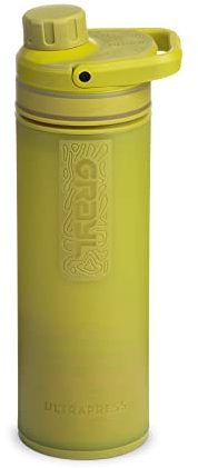 GRAYL UltraPress 500 ml Filtre à eau pour l'extérieur Eau potable I Élimine 99,99% de toutes les bactéries et virus I Parfait pour le camping, la survie et les voyages (Forager Moss)