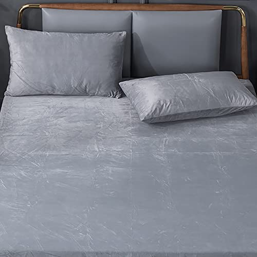 Michorinee Warme Fleece 2er Set Kissenbezug 40x80 cm Cashmere Touch Kuschelig Flauschig Plüsch Samt Kissenhülle Doppelpack Kopfkissenbezug mit Reißverschluss Silber-Grau