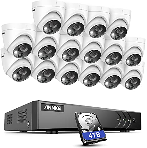 ANNKE 16CH 5MP PIR Überwachungskamera Set System 4TB HDD,H.265 Pro+ DVR mit 16 Wetterfest IP67 5.0MP(1944P) Kamera Set Überwachungssystem,HDMI Video Ausgang,30M EXIR Nachtsicht,Bewegungsmelder
