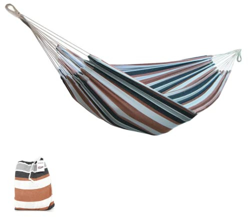 Hängematte Outdoor Baumwolle Mehrpersonen mit Tragetasche. Hängematte Möbel für Terrasse, Hof, Garten, Schlafzimmer. (Gewicht bis 150kg - Maße 150 x 180cm)