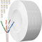 Cable Ethernet 50 Metros, Cat 6 Cable de Red Bobina Exterior Sin Blindaje UTP Cable a Granel Cable Rj45 Gigabit Blanco Cable LAN Alta Velocidad Cable Internet 250MHz 1Gbps Cable de Instalación