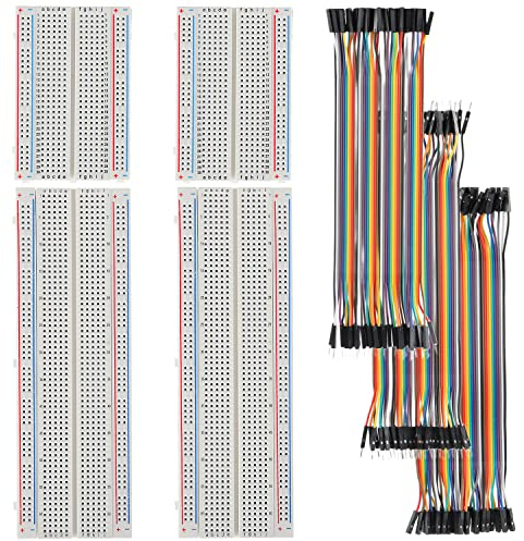 HUAREW Breadboard and Jumper Wires Kit Include 830 Tie Points Breadboard 400 Tie Points Breadboard M/F M/M F/F Jumper Wire