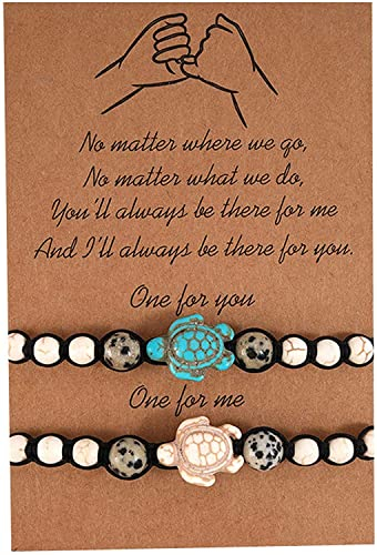 U-K STÜCKE Türkis Schildkröte Perlen Armband Türkis Natutal Stein Elastisches Stretch Armband für Damen Herren Schmuck Accessoires Geschenk