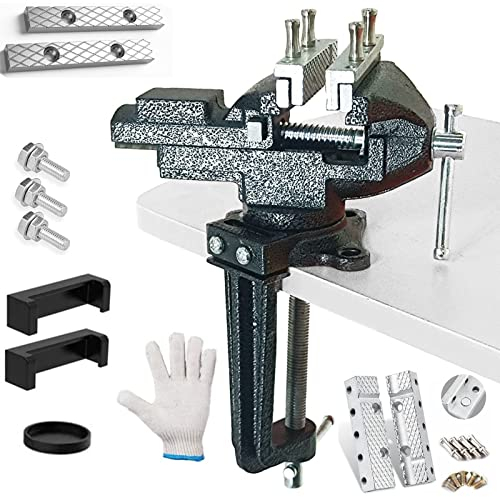 Doppelzweck-Schraubstock oder Tischschraubstock, multifunktionaler Backen, Universal-Dreh-Schraubstock mit Schnellverstellung, 8,4 cm schwarz