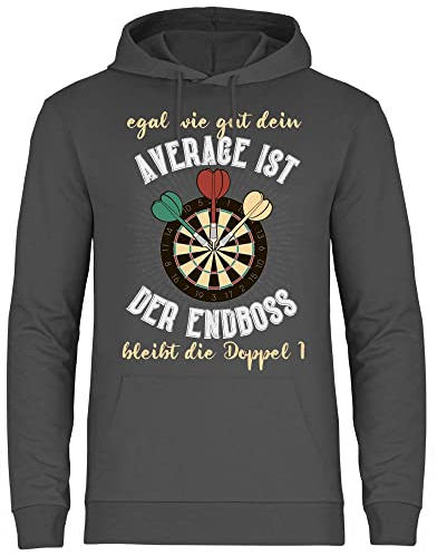 wowshirt Herren Hoodie Geschenk Für Dart Spieler Egal Wie Gut Dein Average Ist Darts, Größe:5XL, Farbe:Light Graphite