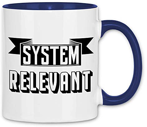 wowshirt Tasse Systemrelevant Geschenk für Kollege Kollegin Arbeit Büro Chef, Farbe:White - Navy