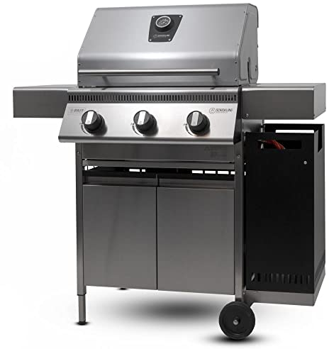 Schickling Gasgrill PremioGas III – Premium BBQ Edelstahlgrill - 100% aus Deutschland mit 3x5kW Brenner & doppelwandigen Deckel – Direkt vom Hersteller: 3-teiliger Grillrost, V4A Aromaschienen