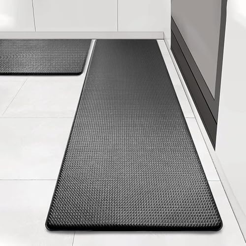 Artnice Kitchen Mats Anti Fatigue 2 Piece, Black Kitchen Mats for Floor | Memory Foam Comfort Mat for Kitchen Floor, Waterproof Anti Fatigue Mats for Kitchen Floor, Work Place, Sink, Oven, Laundry