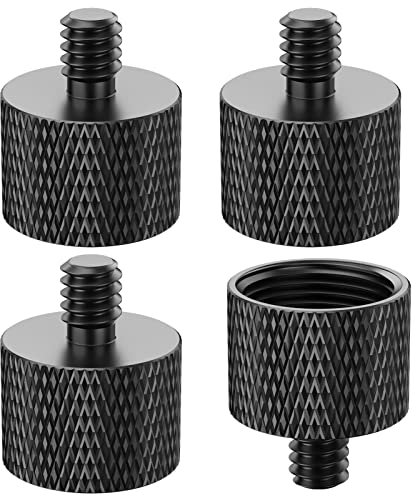 Rigych 5/8 to 1/4 Mic Stand Adapter, Aluminium Alloy, Black, Compact, MICROPHONE_STAND Adapter