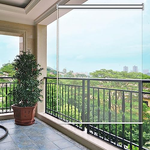 X1NGFU Transparentes Wasserdichtes Rollo,PVC Kunststoff Regenschutz Fenster Rollos,Seitenzug-Rollo Aus PVC,Outdoor Pergola Rollo Vorhänge,für Terrasse,Pavillon,Breite X Höhe (110x120cm)