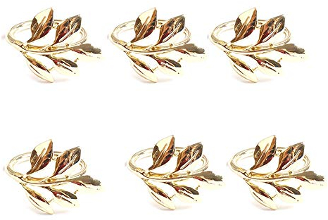 FURREN Serviettenhalter, 6 Stück, Herbstblätter, Serviettenhalter, aus Metall, Geschenk für Hochzeit, Taufe, Dusche, Party A