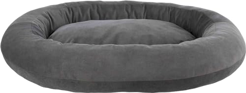 TRIXIE Hundebett Talia oval 120 x 95 cm in dunkelgrau - gemütliches Hundekissen mit feiner Samt-Haptik - Hundekorb für große Hunde - rutschfest und waschbar - 37839