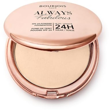 Bourjois Always Fabulous 115 Golden Ivory Puder mit leichter Formel, langer Halt bis zu 24h, LSF 20, Hyaluronsäure, natürliches Mattes Finish, 7 g