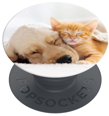 PopSockets | PopGrip | Ausziehbarer Halterung und Griff für Smartphones und Tablets | Fingerhalter Basic Cat & Dog