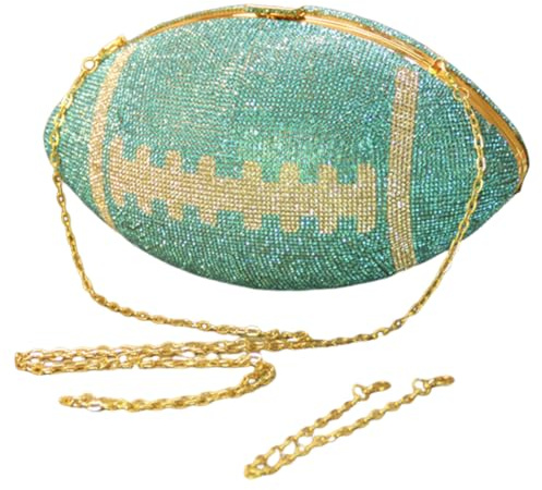 AMZLORD Große Kapazität Strass Mode Handtasche Kreative Stilvolle Umhängetasche mit Schulterkette Fußball Form Abendtasche for Hochzeitsbankett