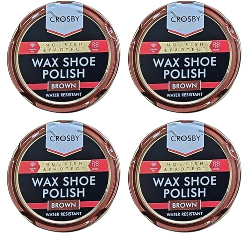 ZOPPER Shoe Polish Brown 50ML Pack of 4 Water Resistant High Quality Smooth Shiny Polish Wax Protection and Nourishing Shoe Care Cream Traditional Tin for Leather Shoes