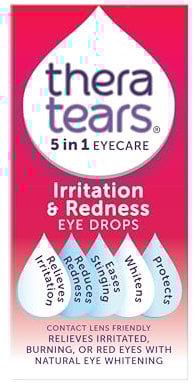 TheraTears Irritation & Redness Eye Drops | Relieves Irritated, Burning or Red Eyes with Natural Whitening | Contact Lens Friendly | 5 in 1 Drops | 10ml