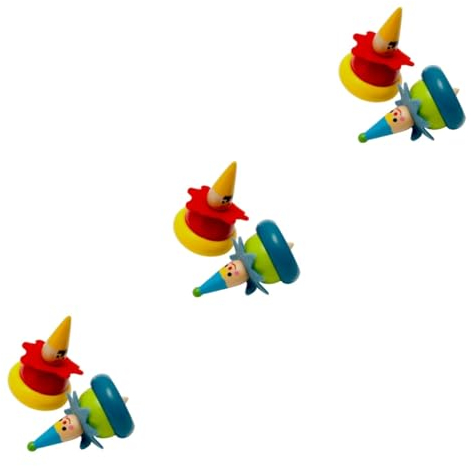 BESTonZON 6 STK Clown-Handwerk interaktives Spielzeug Kinder holzspielzeug safebed geldschrank Handgemacht Geschenkidee be Safe Holzplatte Spitzen Clown aus Holz hölzern Kreisel Jacke Bambus