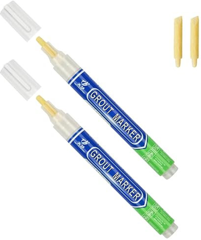 Pipestation Grout Pen White (2 Pack) – White Grout Reviver Marker Pen for Restoring Tiles in Bathrooms, Kitchens, Floors | Grouting Marker Pens for Reviving Tile | Grouting Tile Paint Whitener Markers