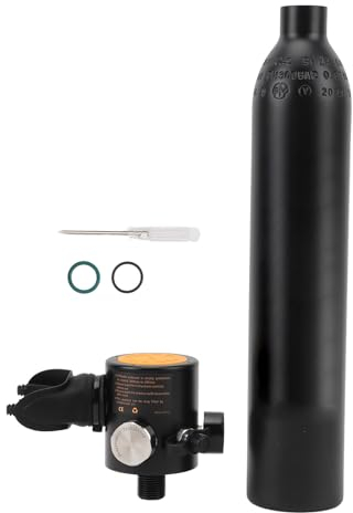 Mini-Tauchflasche, 0,5 L, Tragbar, Verstellbarer Atemwiderstand, Manometer, Tauch-Sauerstoffflasche Zum Schnorcheln (Black)