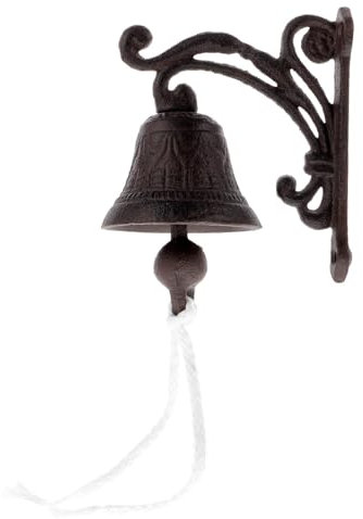 Toddmomy Rustic Cast Iron Bells for outside Iron Wall Bell Vintage Style Doorbell Scenario Decoration